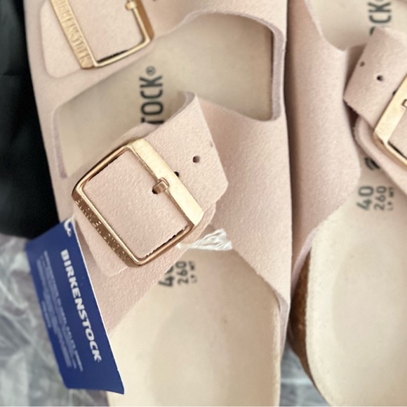 NEW BIRKENSTOCK Arizona Suede Sandals Women Size 40 Light Blush Bohemian Neutral - Picture 4 of 7